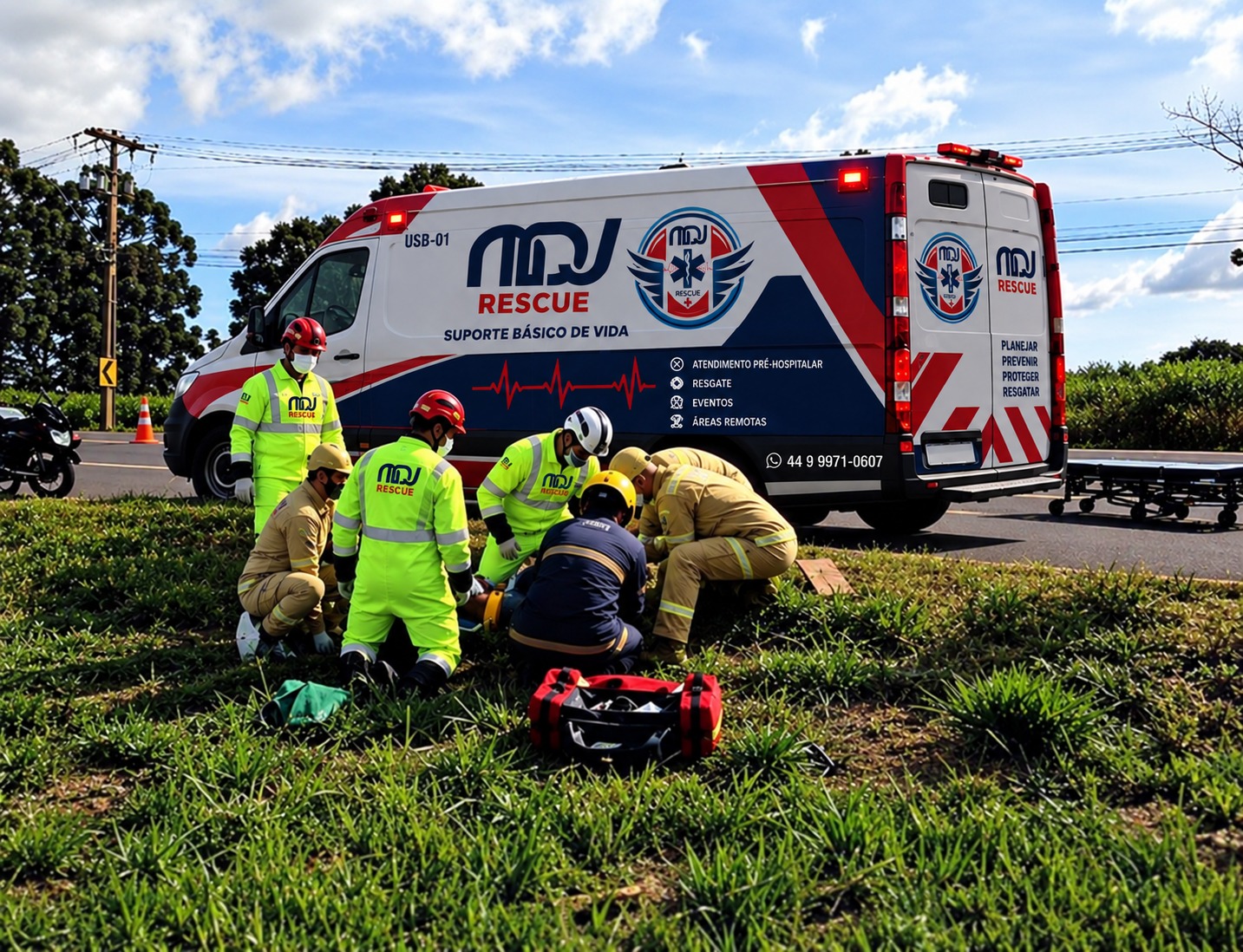 Equipe MDJ Rescue em atendimento de resgate